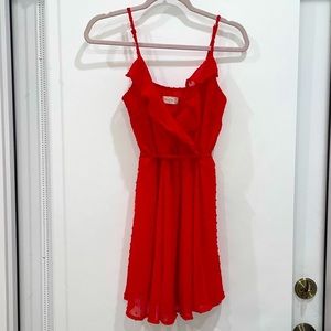 Altar’d state red chiffon polka dot dress